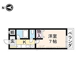 京阪本線 藤森駅 徒歩4分の賃貸マンション 2階1Kの間取り