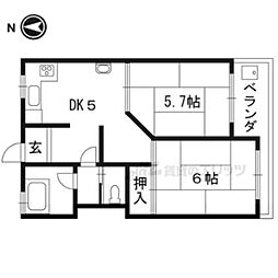 小池マンション南棟 2階2DKの間取り