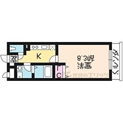 京阪本線 龍谷大前深草駅 徒歩5分の賃貸アパート 2階1Kの間取り