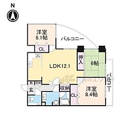 阪急京都本線 長岡天神駅 徒歩13分の賃貸マンション 2階3LDKの間取り