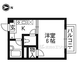 ルネサンスなつか 2階1Kの間取り