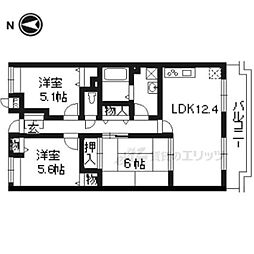 JR東海道・山陽本線 桂川駅 徒歩6分の賃貸マンション 2階3LDKの間取り