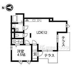 フィット勧修 1階1LDKの間取り
