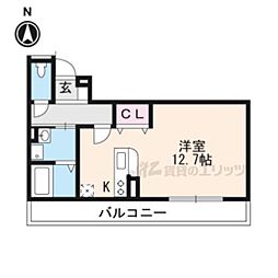 阪急京都本線 東向日駅 徒歩2分の賃貸アパート 3階ワンルームの間取り