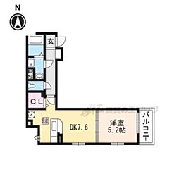 グランデ・カーサ・ケイII 1階1DKの間取り