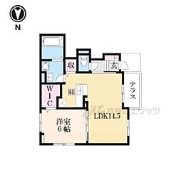 モアナエコルＢ 1階1LDKの間取り