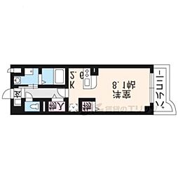 近鉄京都線 竹田駅 徒歩2分の賃貸マンション 4階ワンルームの間取り