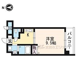 近鉄京都線 伏見駅 徒歩4分の賃貸マンション 5階1Kの間取り