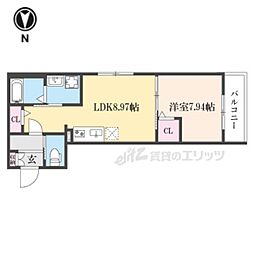 KTIレジデンス伊勢田 3階1LDKの間取り