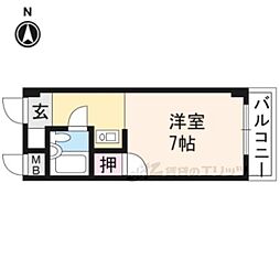 ジュネス深草 1Kの間取図画像