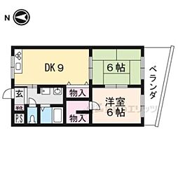 ヴィーヴル向日 2DKの間取図画像