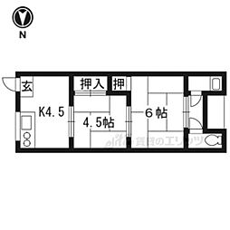 コーポラス多貝 2Kの間取図画像