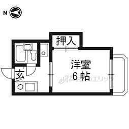 エスポワールコハタB 1Kの間取図画像