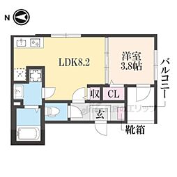ハーモニーテラス深草仙石屋敷町 1LDKの間取図画像
