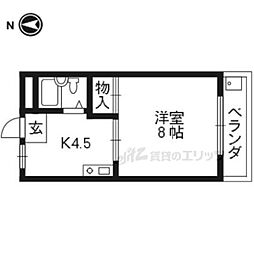 シャルム西川 1Kの間取図画像