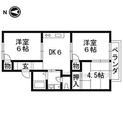 ヴィラ塚ノ木2号館 3DKの間取図画像