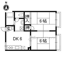 スリーゼ西向日 2DKの間取図画像