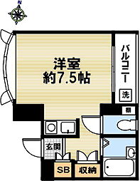 タカハイツ ワンルームの間取図画像