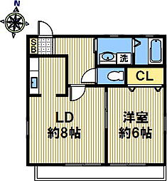 藤本ハイツ 1LDKの間取図画像