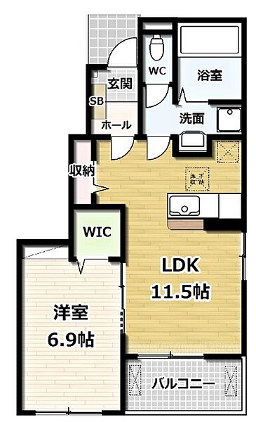 Ｋ’Ｓ　ＨＯＭＥ　II 102｜京都府八幡市下奈良出垣内(賃貸アパート1LDK・1階・44.20㎡)の写真 その2