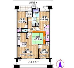 メリアB棟 4LDKの間取り