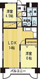 つくばエクスプレス つくば駅 徒歩25分の賃貸マンション 1階2LDKの間取り
