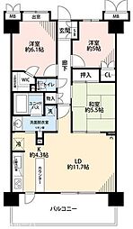 サンクレイドル松戸弐番館 3LDKの間取図画像
