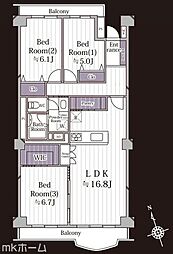 新松戸サンライトパストラル弐番街D 3LDKの間取図画像