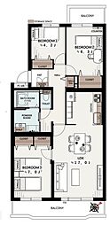 パシフィック鎌ヶ谷グリーンタウン1 3LDKの間取図画像