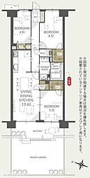 フラージュ八千代 3LDKの間取図画像