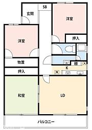ベルシェ津田沼 3LDKの間取図画像