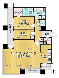 ザ・ファインタワー大手前 2LDKの間取図画像