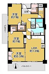 コム古川橋 3SLDKの間取図画像