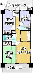 ベルパーク住道D棟 3LDKの間取図画像