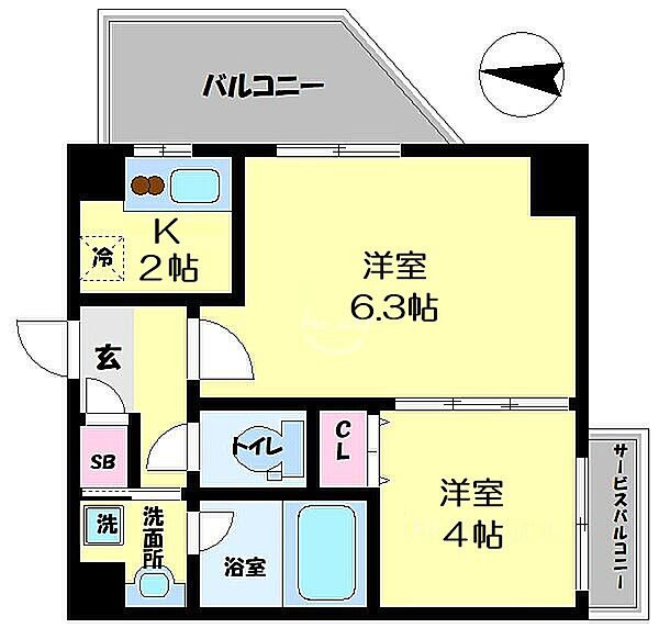 アドバンス難波南 ｜大阪府大阪市浪速区日本橋東3丁目(賃貸マンション2K・7階・30.00㎡)の写真 その2