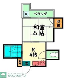 レリーフ88 3階1Kの間取り