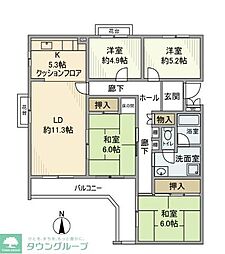 エステート上水本町6号棟 3階4LDKの間取り