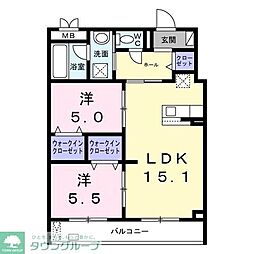メイガーデン 3階2LDKの間取り