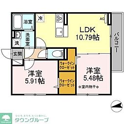 ラ・カーサ　グリシーナ 1階2LDKの間取り