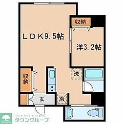 ツヴァイビル 6階1LDKの間取り