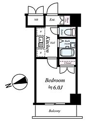 エクセリア荻窪 2階1Kの間取り