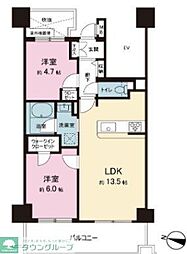 インペリアル三鷹シティ 903 9階2LDKの間取り