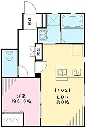 メープルツリーハウス 1階1LDKの間取り