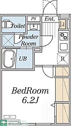 エクレール芦花公園 201 2階1Kの間取り