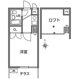 クレスト武蔵野 1階1Kの間取り