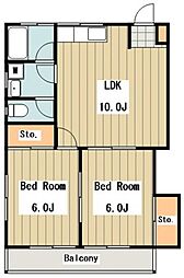 メゾン文喜 1階2LDKの間取り