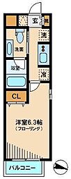 FINELIGHTS氷川台 1Kの間取図画像