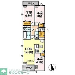 練馬区下石神井3丁目アパート 3LDKの間取図画像