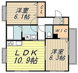 シャンゼリゼ国立 2LDKの間取図画像