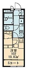 レオパレスタウニー下連雀 1Kの間取図画像